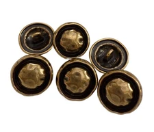 6PC Antiqued Gold Hammered Metal Buttons Sew on Shank Buttons 18mm