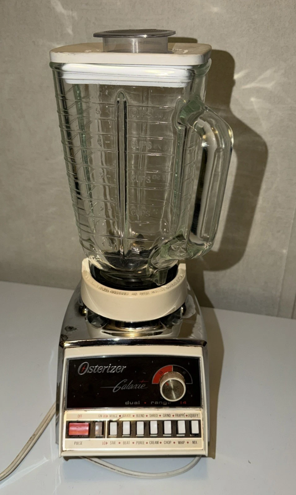 Vintage Osterizer Galaxie Blender Glass Pitcher 14 Speed Chrome 5 C 1.25 L Works