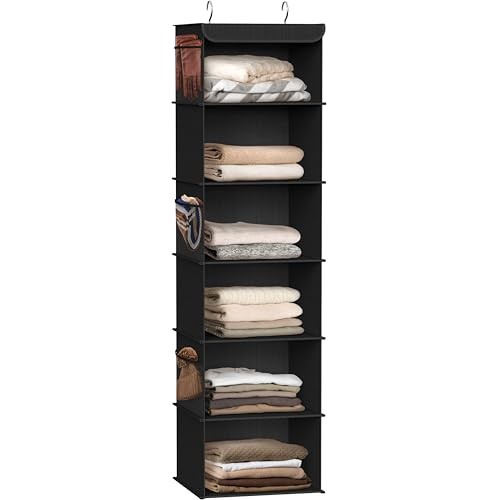 Hanging Closet Organizer 6 Shelf Black - Picture 1 of 5