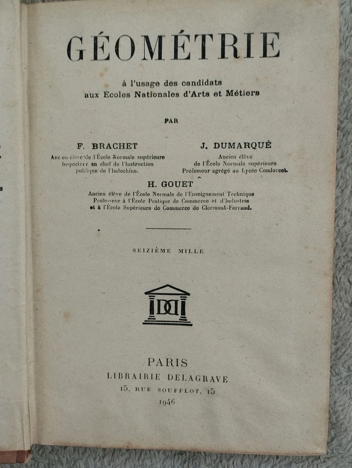 Ancien Livre Scolaire Géométrie Préparation écoles nationales d'arts et métiers - Photo 2/4