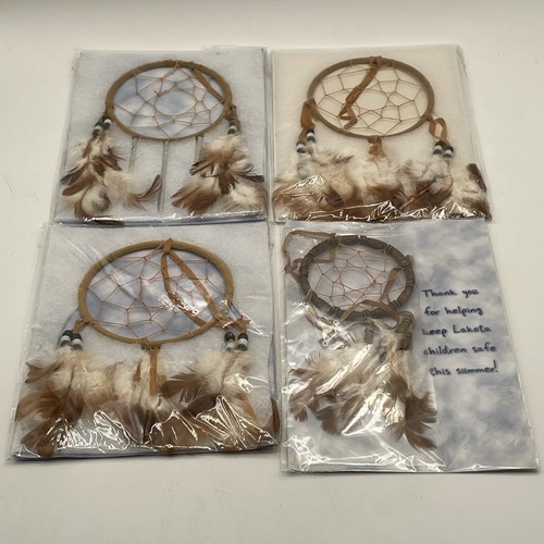 Dreamcatchers - Set of 4 - St. Joseph's Indian School Lakota Sioux Feathers - Picture 2 of 3