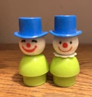 Vintage Fisher Price Little People Whoops Wrong Face & No Collar Clowns