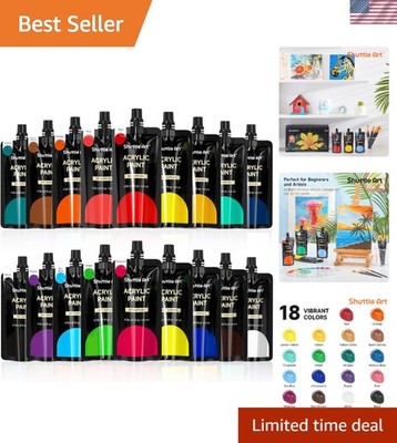 Acrylic Paint, 18 Colors Acrylic Paint Pouches 120ml/4.06oz, Artist Grade Pai...