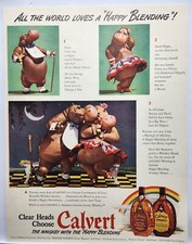 1942 Calvert Whiskey Horace & Hazel Hippo Original Print Ad Life Magazine 40's