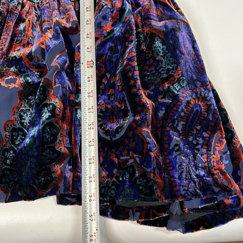 Anthropologie Burnout Velvet Paisley Maxi Dress Womens 6 Red Blue Formal - Picture 7 of 11