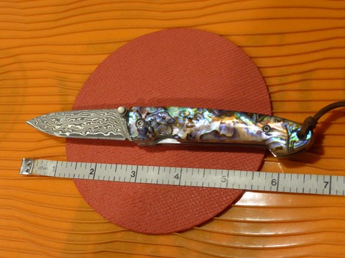 Unbranded Gent's Damascus Abalone Pearl Linerlock Folding Knife- MIB!! - Picture 12 of 13