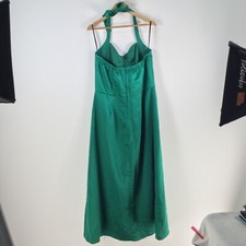 Y2k Unbranded maxi formal ball gown dress 6 green halter neck stretch 105956