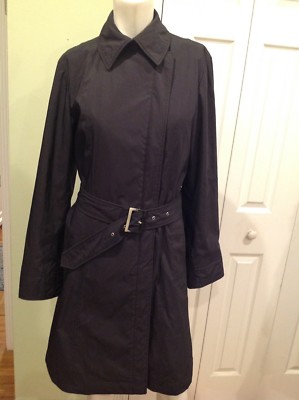 Allegri Milano Womens Very Elegant Navy Belted Coat Size 42 Us 8-10