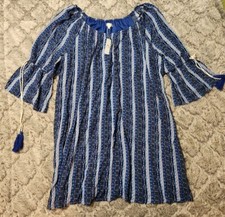 Charming Charlie Navy Blue Boho Shift Dress/top C36