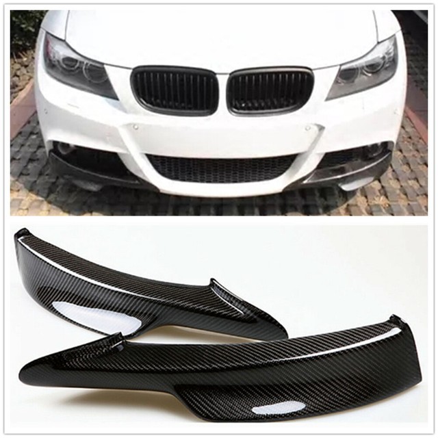 2x Carbon Fiber Front Bumper Splitter Lip For BMW E90 335i 328i 325i
