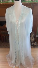 VINTAGE VAL MODE SHEER PEIGNOIR SET LIGHT MINT GREEN SZ M STYLE 9251 BEAUTIFUL