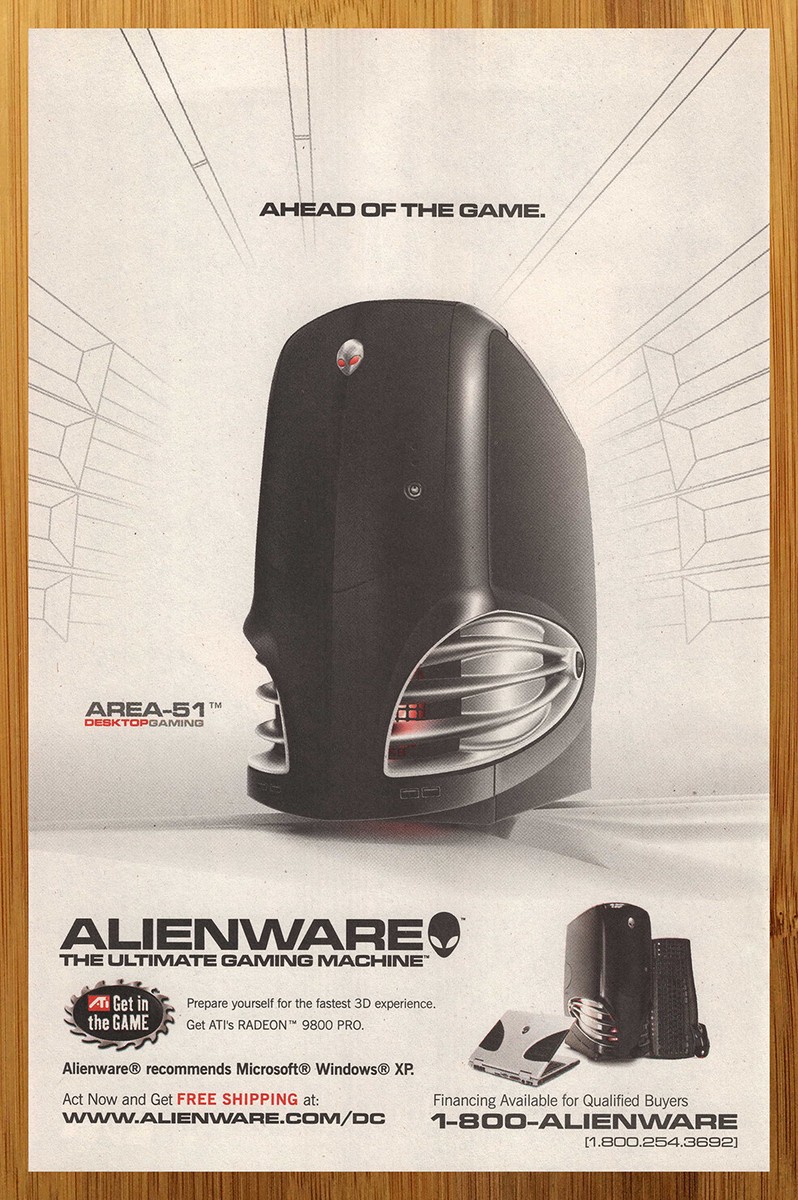 2003 Alienware Area 51 Gaming PC Print Ad/Poster ATI Radeon 9800