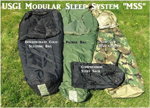 Ejército de EE. UU. 4 piezas MSS Modular Saco de Dormir Sistema de Dormir GoreTex Cubierta Bivy Woobie Estera - Imagen 6 de 20