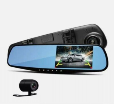 DVR Rearview Mirror Dash Cam Kit - Vehicle Dual Camera Video Recording System