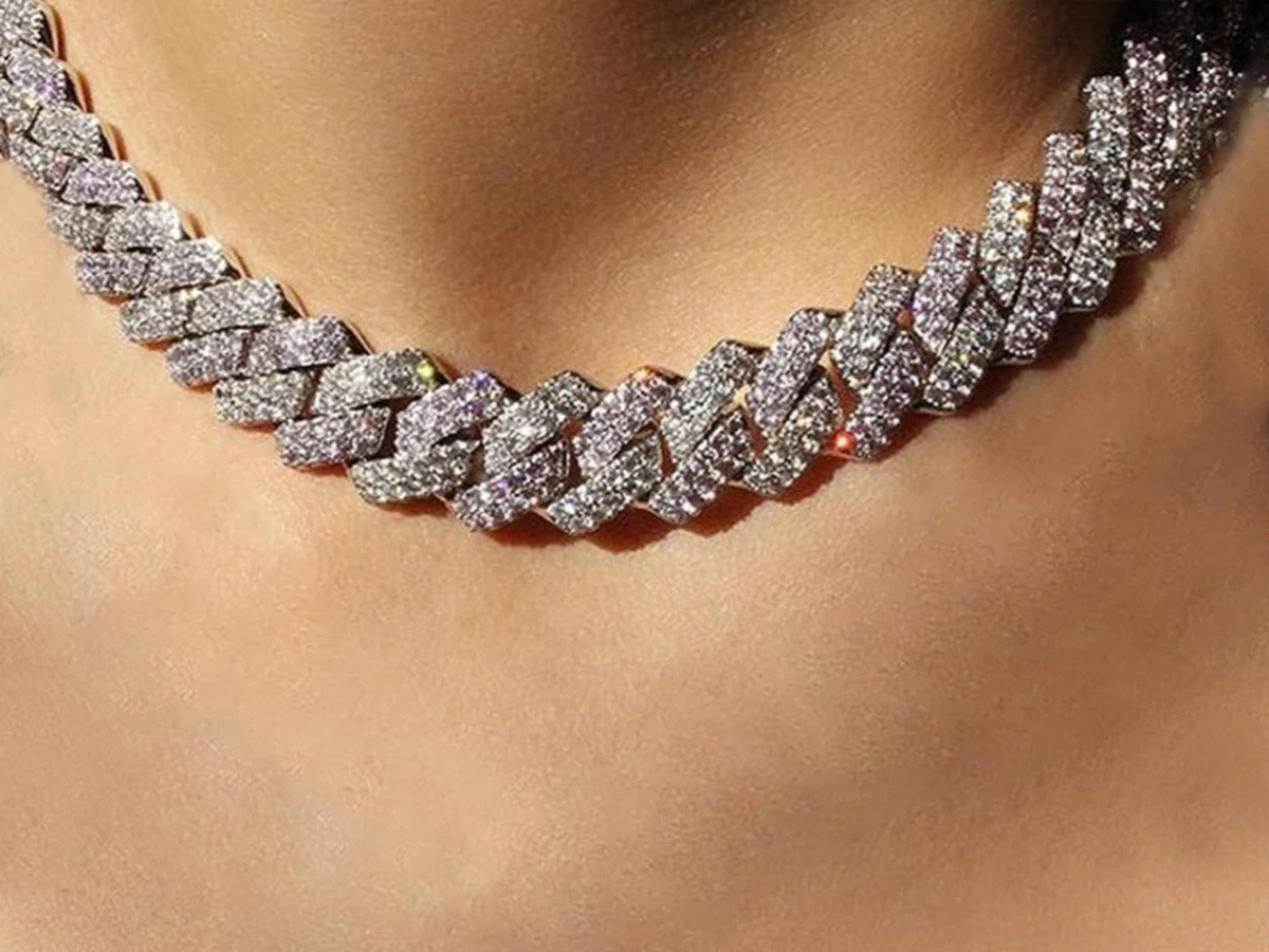 Womens diamond deals cuban link chain
