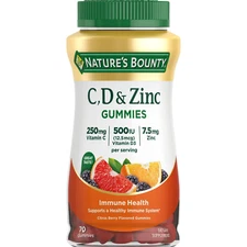 Nature’s Bounty Vitamins C, D3, & Zinc, Immune Support Gummies, Citrus Berry
