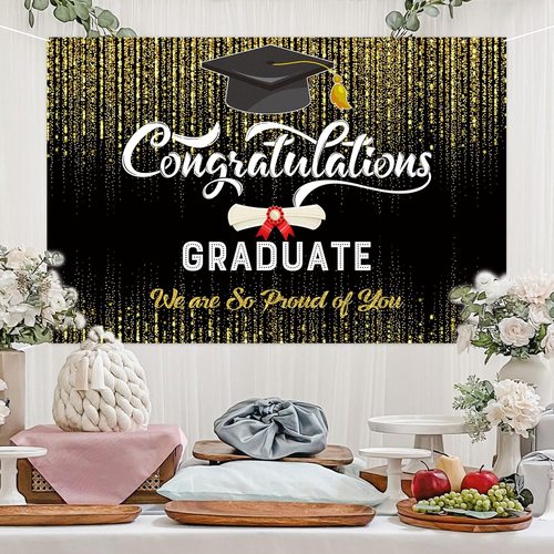 6 X 4 Feet Congratulations Graduate Backdrop Banner We Are so Proud of You Party - Picture 6 of 7