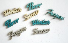 Winter Sparkling Sentiments / Glitter Flat Back Word Embellishments / Snow Brr