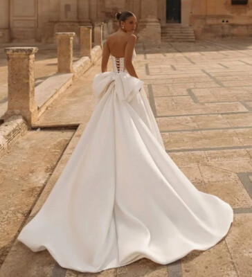 backless bow wedding dress Simple Bride Wedding Dresses with Bow Back  loveangeldress