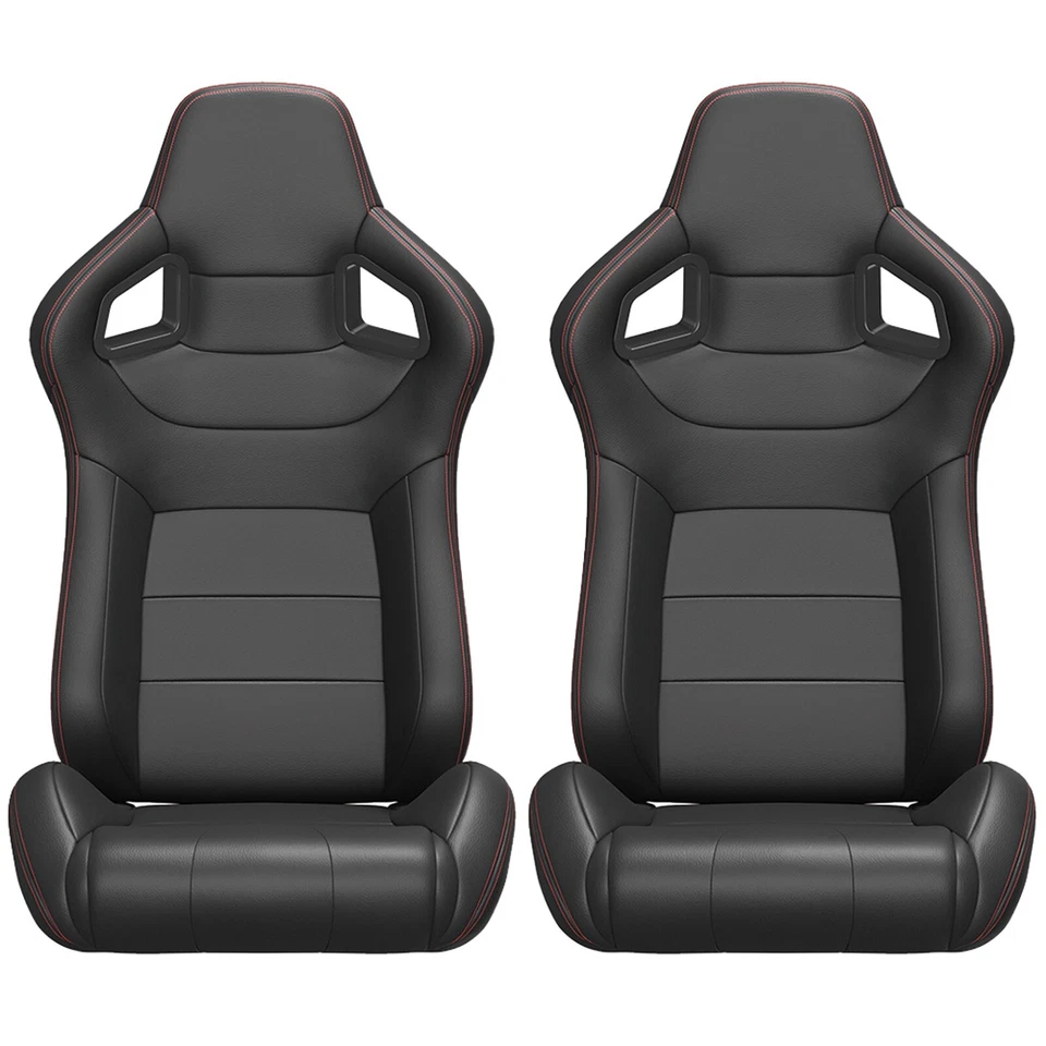 2 Pcs Universal Racing Seats with Slider, Reclinable Bucket Seats for Turner Car Foto 3 de 4