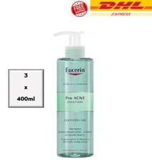 3 x EUCERIN Pro ACNE Solution Cleansing Gel 400ml Eliminates Excess Sebum