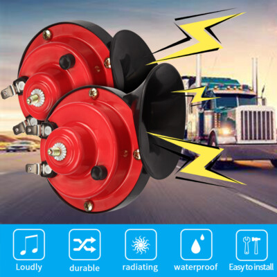 2 PACK 300DB 12V Electric Super Loud Train Snail Horn For Truck Boat Motorcycle