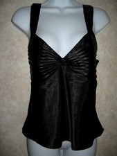 Cinema Etoile black satin camisole with pleated front size L