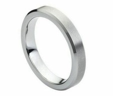 Free Engraving - 4mm Tungsten Carbide Beveled Edge Wedding Band Ring