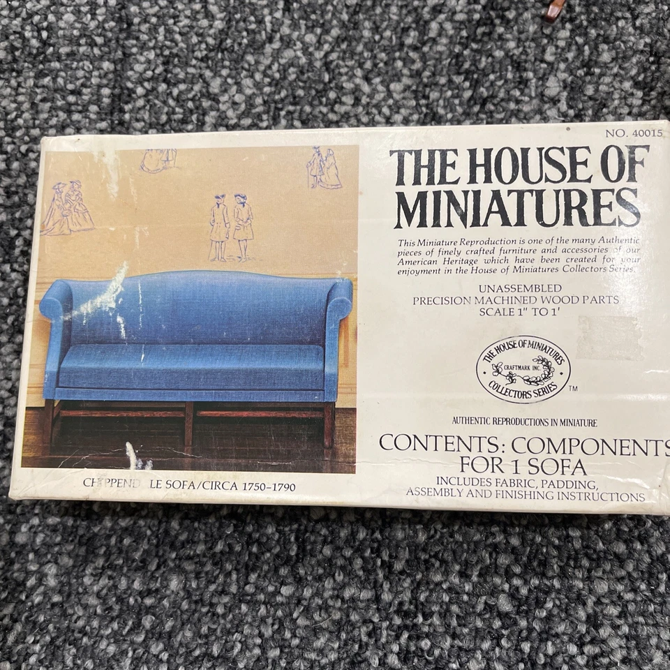The House Of Miniatures Kit #40015 Sofá Chippendale Circa Casa de Muñecas 1700’s Abierto Foto 2 de 4