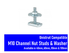 CHANNEL STUD NUT & WASHER M10 HAMMERHEAD STEEL ZINC PLATED 40MM 60MM 80MM 100MM