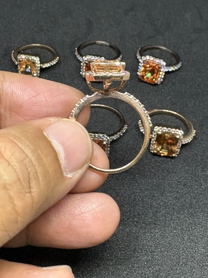 Menge 6 Bild Brown Simulierten Diamant Ring 14K Rose Vergoldet Mix Ring Größe - Bild 3 von 4