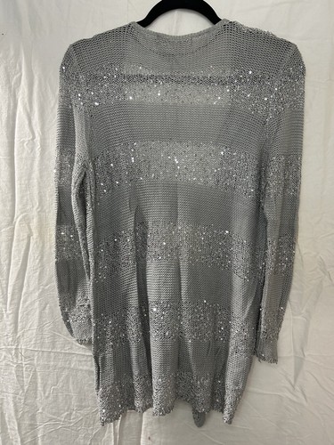 Women's Sweater Open Front Silver Sequined Size S Long Sleeve Cardigan Belldini - Bild 10 von 11