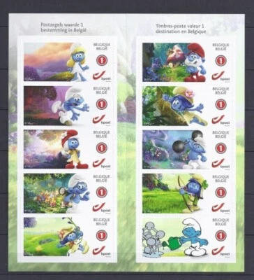 Belgique**Les SCHTROUMPFS-Carnet 10vals-BANDES DESSINEES-Comics-2018-SMURFS - Photo 1/2
