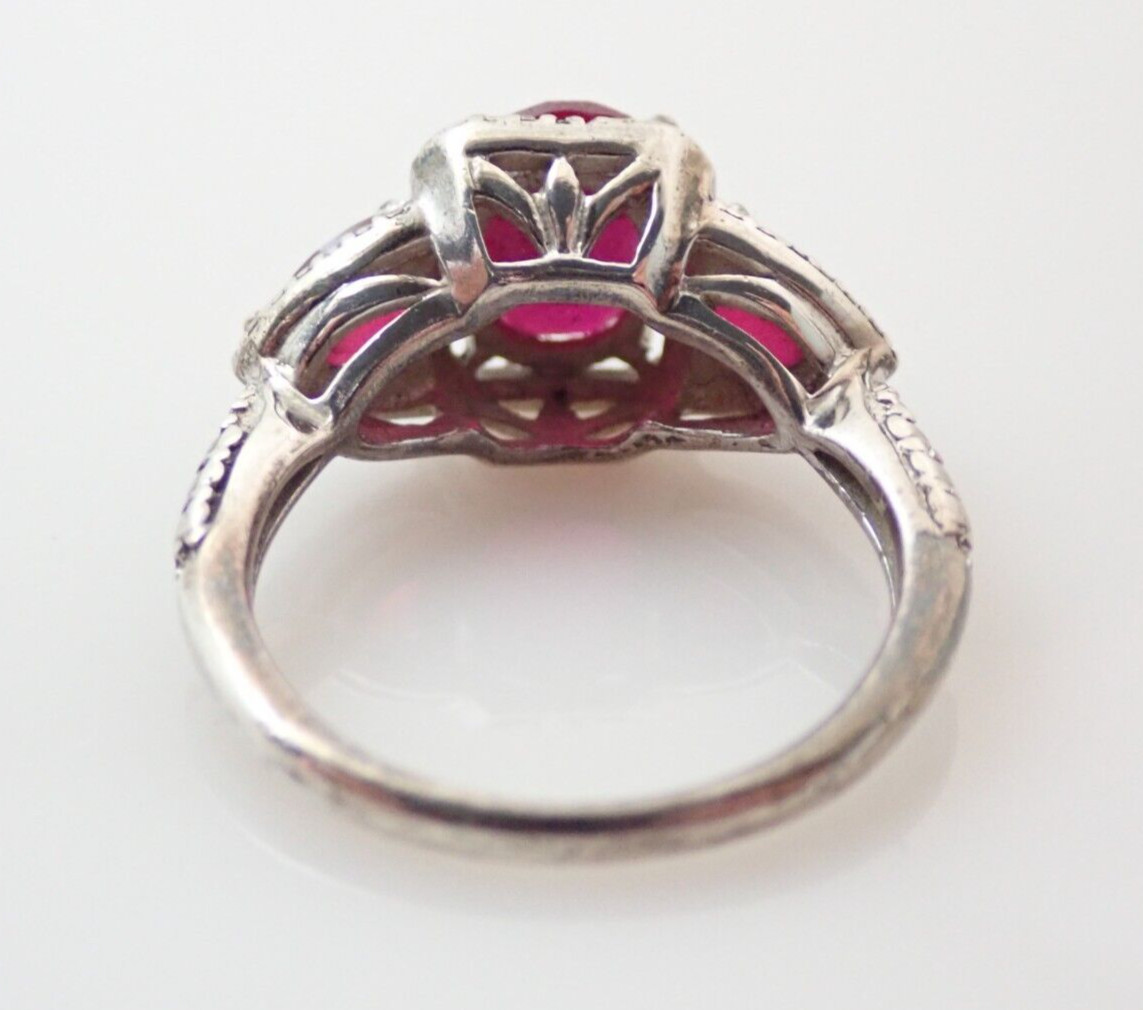 Designer SAI Signed Ruby & Diamond Sterling Silve… - image 6