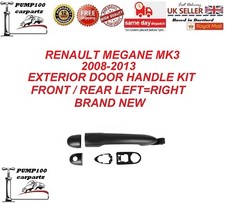 FOR RENAULT MEGANE 08-13 EXTERIOR FRONT / REAR DOOR HANDLE KIT OUTER LEFT=RIGHT 