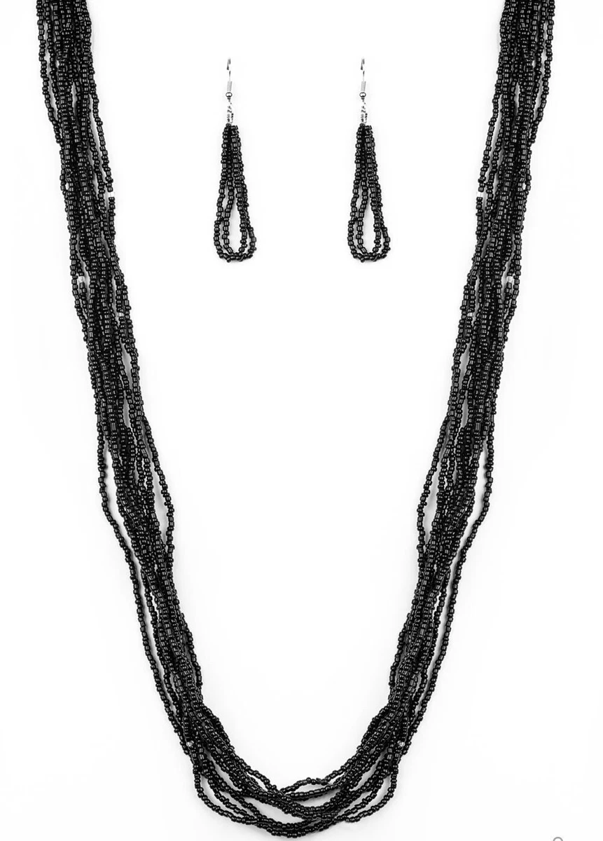 Paparazzi black seed bead necklace sale
