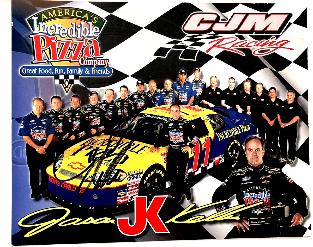 NASCAR '08 Jason Keller #11 INCREDIBLE PIZZA Hand Signed 2-Sided