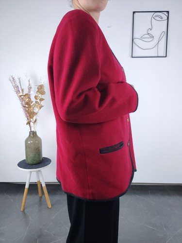 Blazer Trachten para mujer talla XL UK 20 EU 46 chaqueta 100 % lana rojo tirol - Imagen 6 de 14