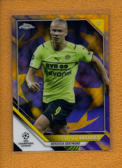 Erling Haaland 2021-22 Topps Chrome UEFA Purple & Gold Starball Refractor #200