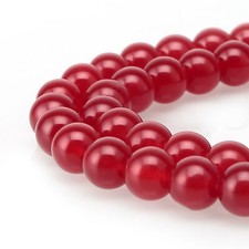 Red Dyed Jade Smooth Round Beads 4mm 6mm 8mm 10mm 15.5" Strand
