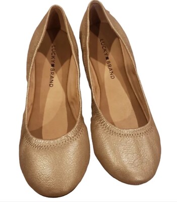 Lucky Brand Emmie Platinum Oro Ballerinas Gold Damengröße 6,5 W BRANDNEU