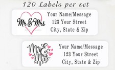 120 Personalized Return Address Labels 2/3" x 1 3/4" -Wedding Bridal MR  Mrs