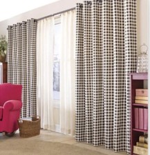 Thermalogic  Black Buffalo Check Grommet-Top Curtain Pair 80" X 95  NWT