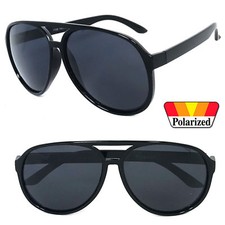 Mens Polarized Pilot Flat Top Sunglasses Sports Driving Smoke Lens UV400