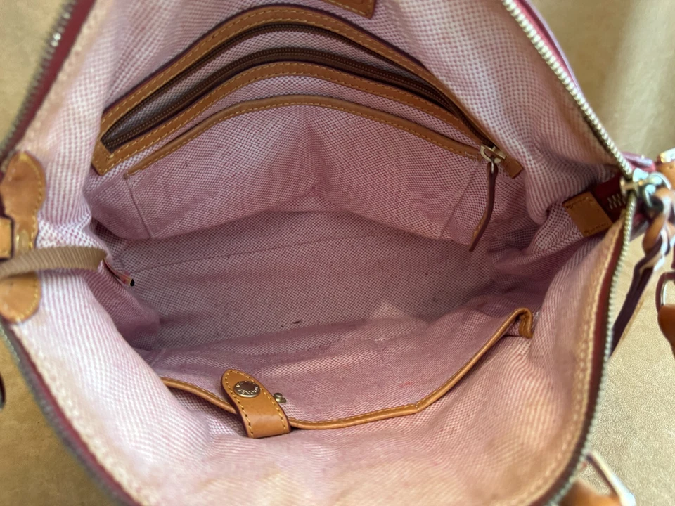 Cartera Dooney & Bourke Bolso Dillen Bolso de Mano Cuero Guijarro Mango Borgoña Foto 3 de 4