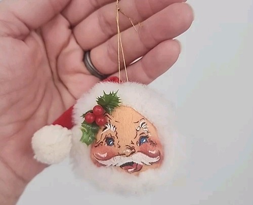 Lot of 4 Vintage Annalee Mobilitee Ornament Santa HEAD ONLY painted felt face  - Bild 7 von 7