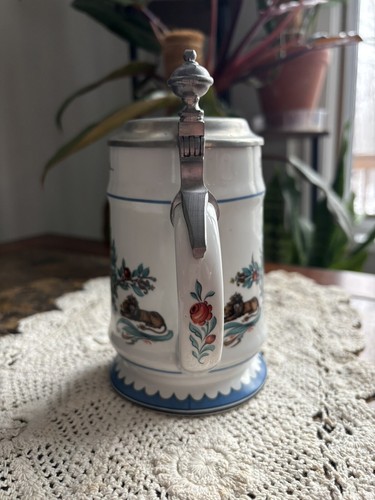 Vintage German Beer Stein Bavarian Quote and Code of Arms Pewter Lid Oktoberfest - Picture 6 of 6