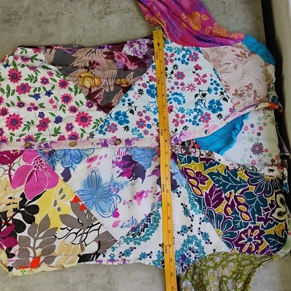 Sacred Threads Boho Patchwork Floral Button Down … - image 12