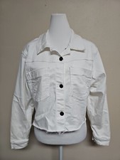 ANA A NEW APPROACH Women's Denim Jacket Long Sleeve Cropped White Color.Size L