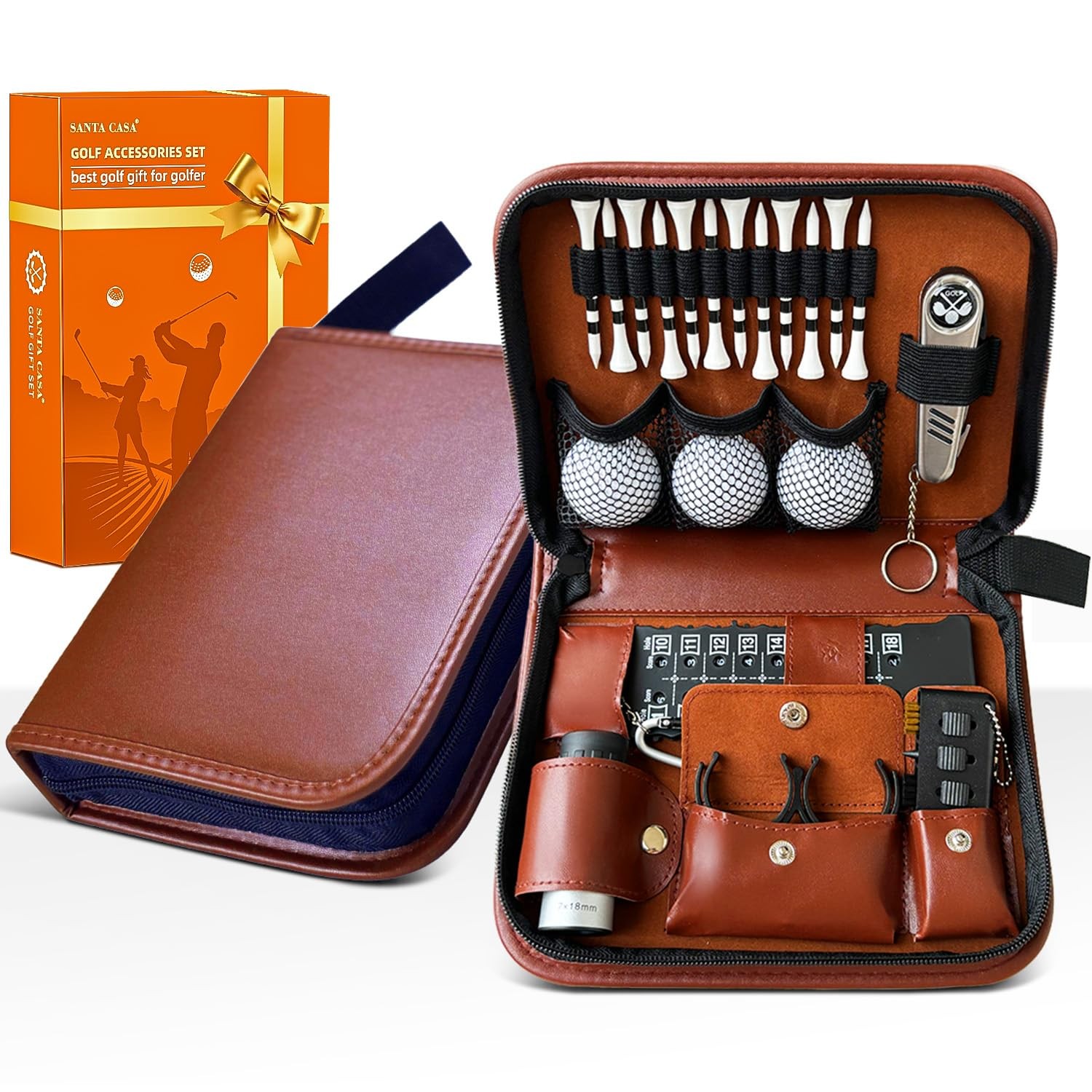 Gift Set - Complete Golfing Accessories For Men & Brown